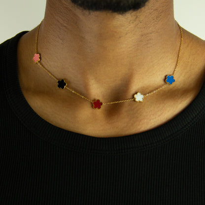 Five Leaf Flower Necklace - Gold Color